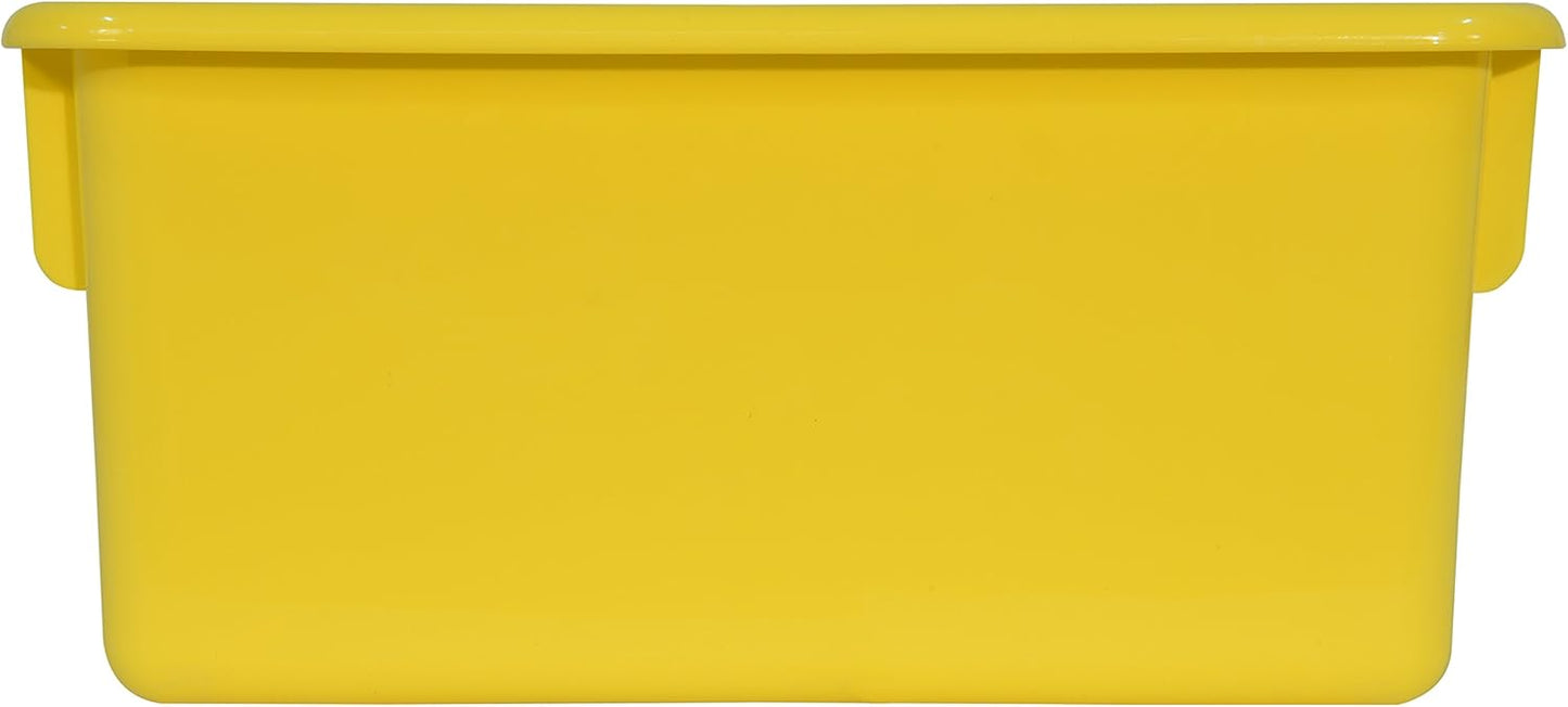 Wood Designs Cubby Storage Bin, Heavy Duty Plastic Containers for Kids Yellow Cubby Tray Set of 10