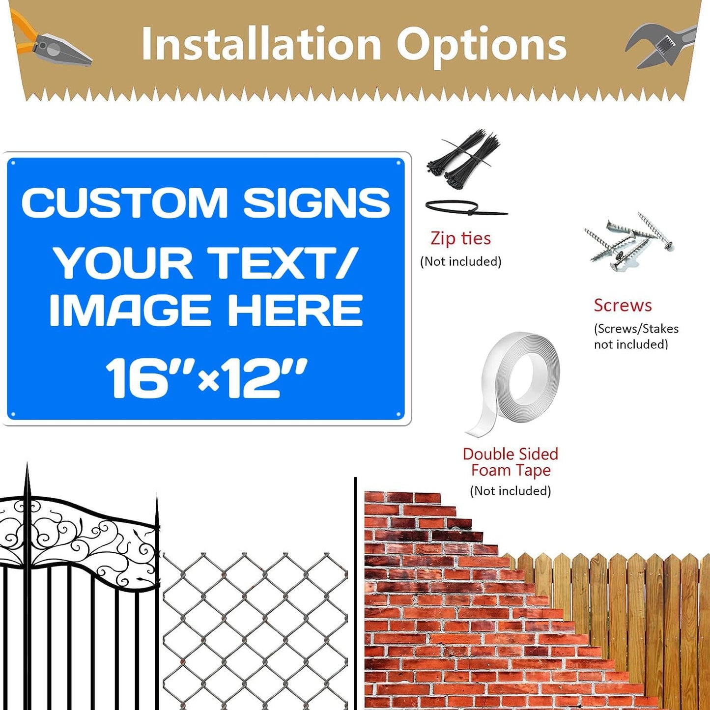 Personalized Aluminum Metal Signs - Weatherproof, Custom Text & Picture, Multiple Sizes, Hazard, Garden, Custom Door, Business Signs