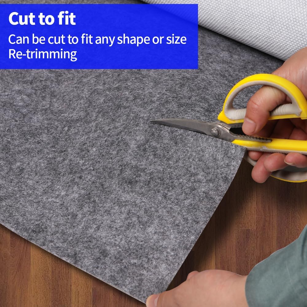 100% Waterproof Non-Slip 1/4” Extra Thick 4x6 ft Rug Pad for Large Area Rugs Durable Felt Floor Protection pad for All Floors, Suitable for Cutting. Rug Pads Keep Rugs in Place and Provide Cushioning