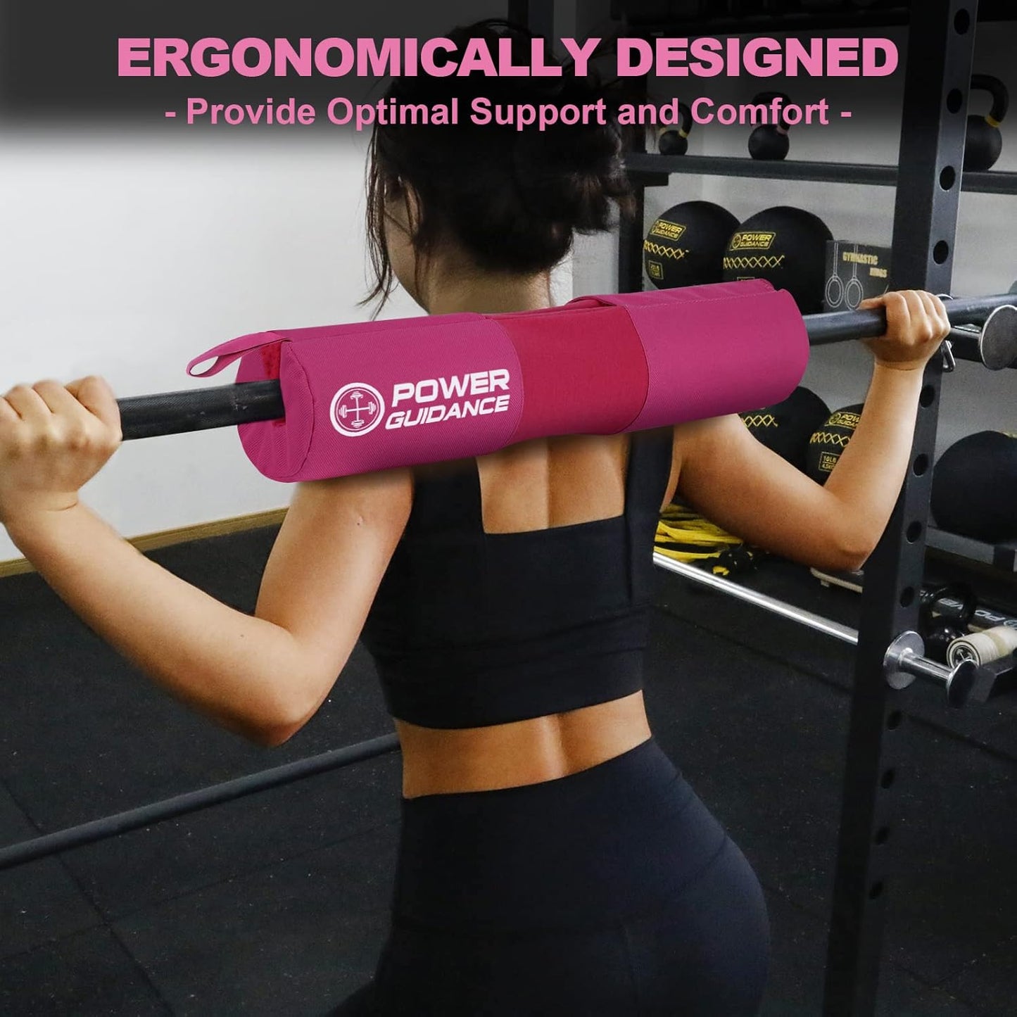 POWER GUIDANCE Barbell Squat Pad - Neck & Shoulder Protective Pad Anti-Skid Points for Squats, Lunges, Hip Thrusts, Weightlifting - Fit Standard and Olympic Bars