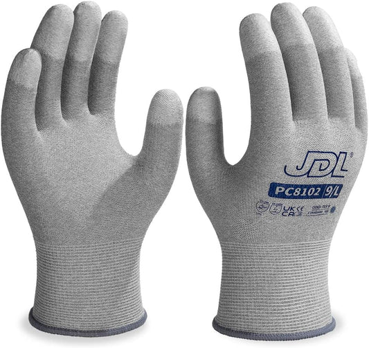 JDL ESD Work Gloves, Anti-Static Gloves for PC Building, 6 pairs, Computer Installation & Repair, High Resistance Carbon Fiber Gloves, Medium