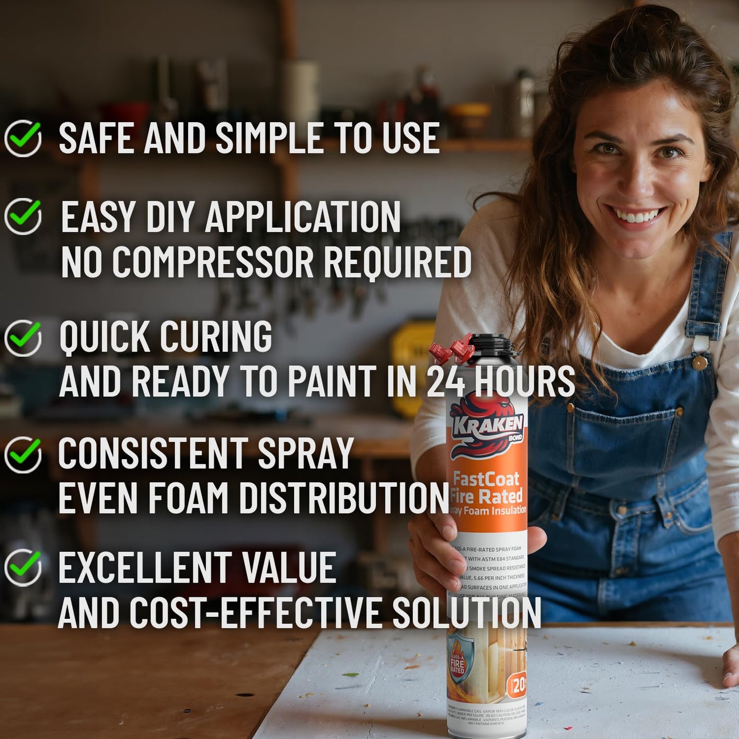 Kraken Bond Fastcoat Fire Rated Spray Foam Insulation Pallet Closed Cell Expanding Polyurethane Foam - Heat and Acoustic Insulation, Gun & Cleaner Not Includes, 3.840 Board Ft, 192 Pack