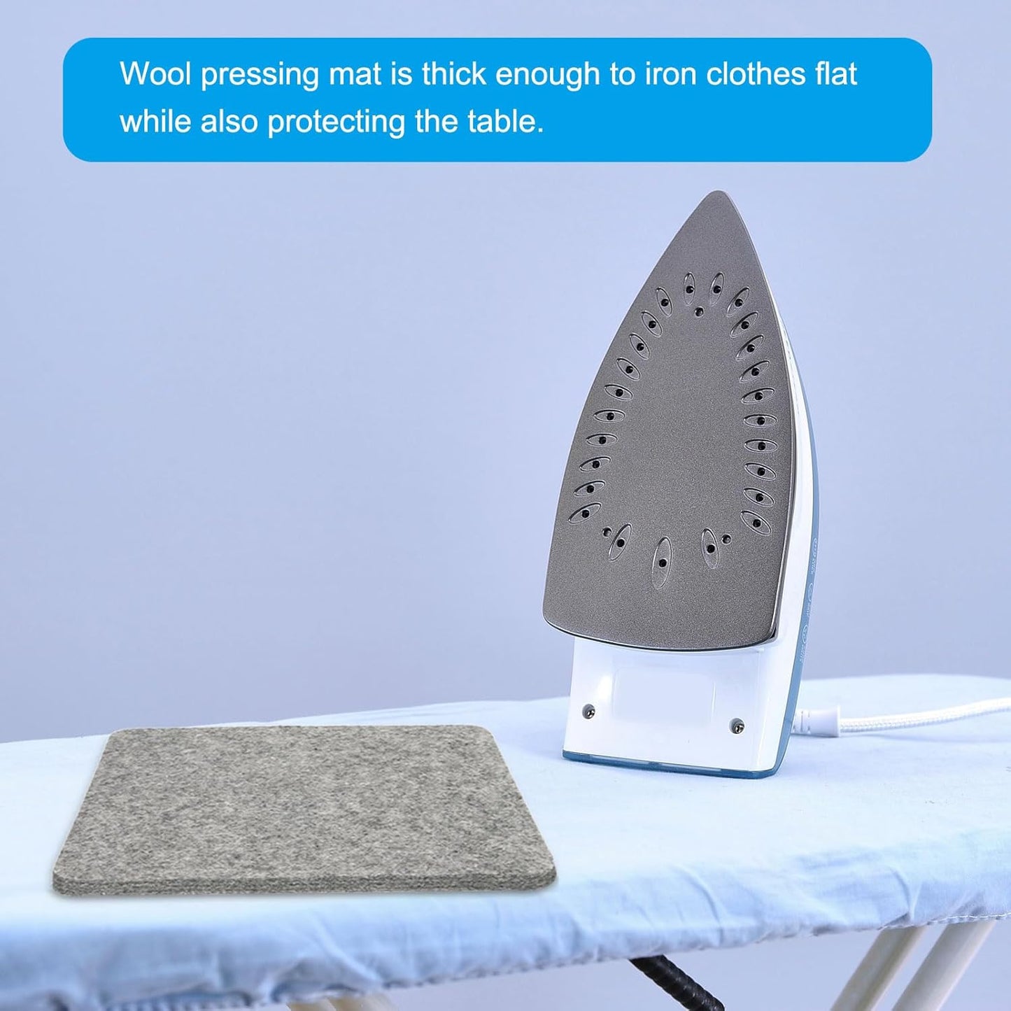 PATIKIL Wool Pressing Mat, 12" x 9" Wool Ironing Pad Blanket 0.5" Thickened Heat Resistant Quilting Ironing Pad for Quilters Sewing Craft, Grey