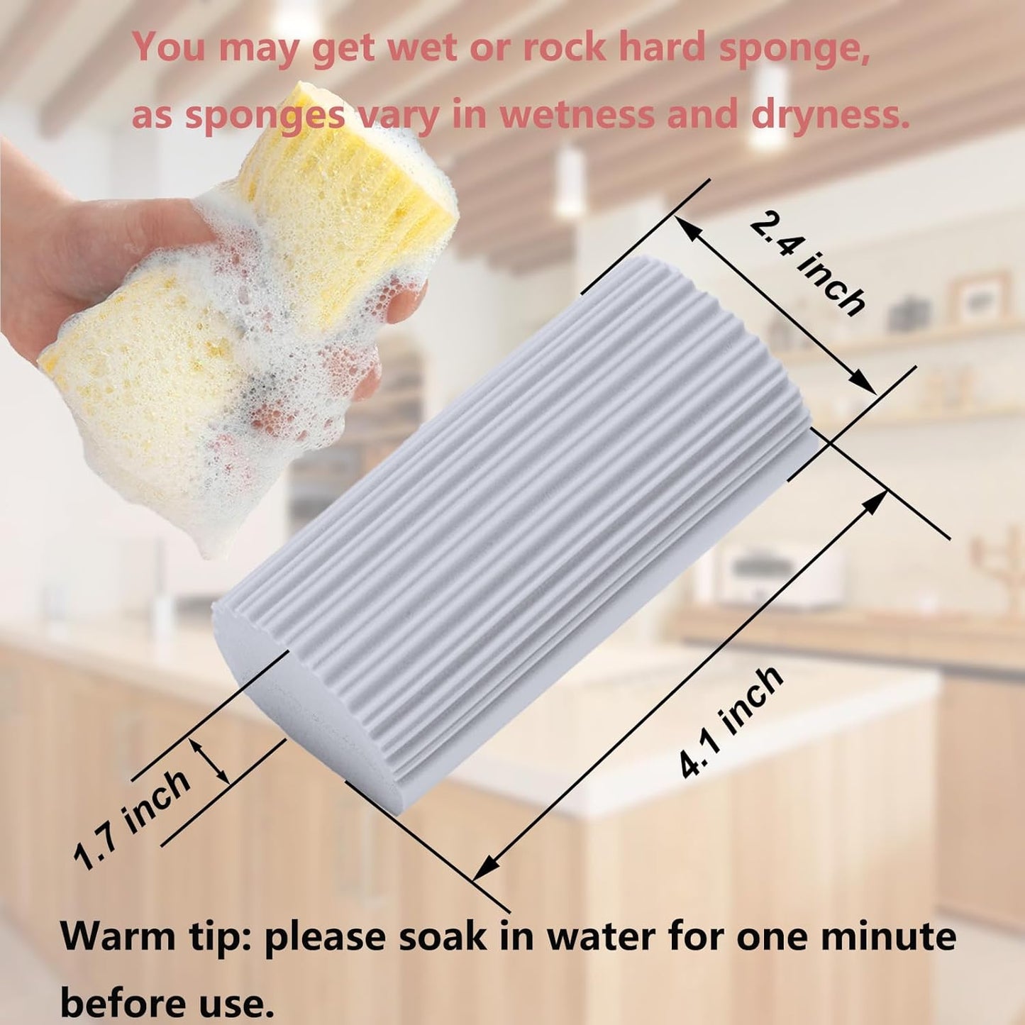 6 Pack Damp Clean Duster Sponge,Dusting Sponge Duster for Housekeeping,Reusable Household Cleaning Sponge for Blinds, Fan Blades,Mirrors,Glass, Baseboards,Window Track Grooves and Car (Grey)