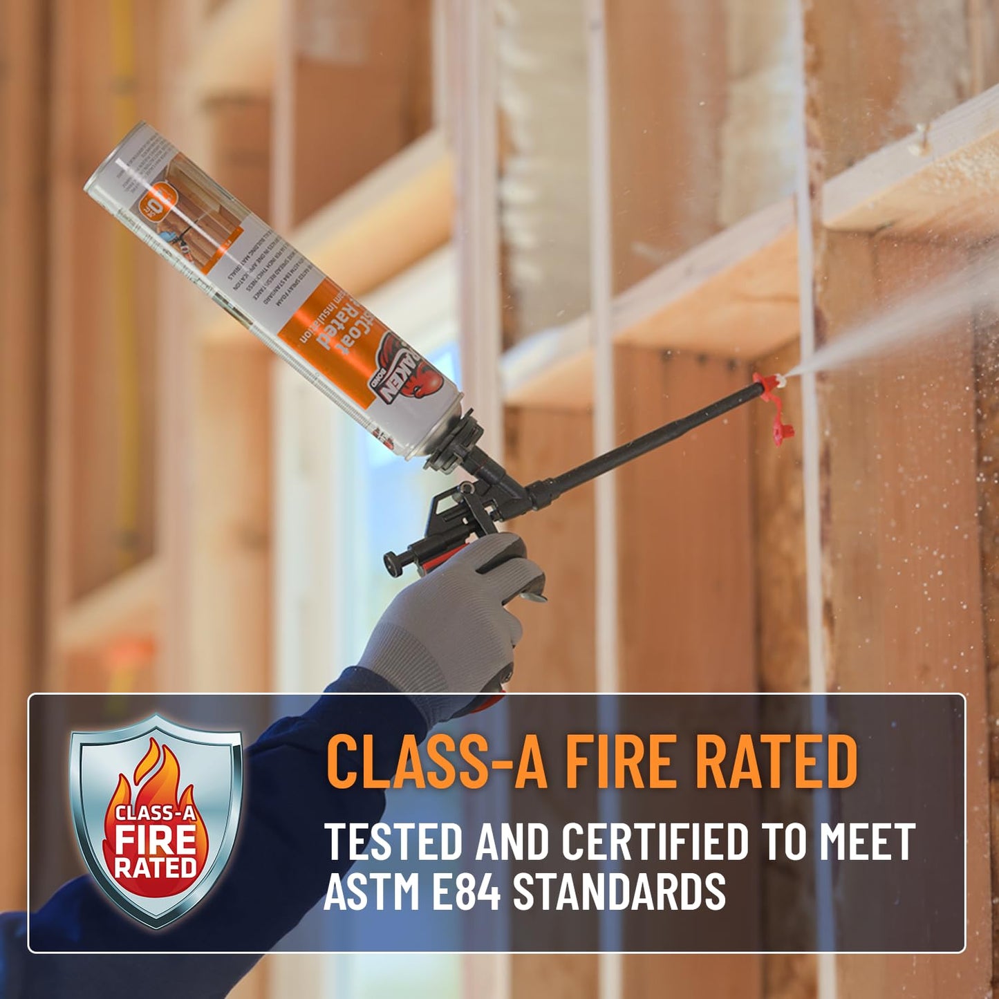 Kraken Bond Fastcoat Fire Rated Spray Foam Insulation Closed Cell in a Can 360 sq ft (18x27.1 oz.) (R-Value 11.32 / 2in) - Spray Foam for Garage Door, Attic, Wall Gun & Cleaner Included, 18 Pack