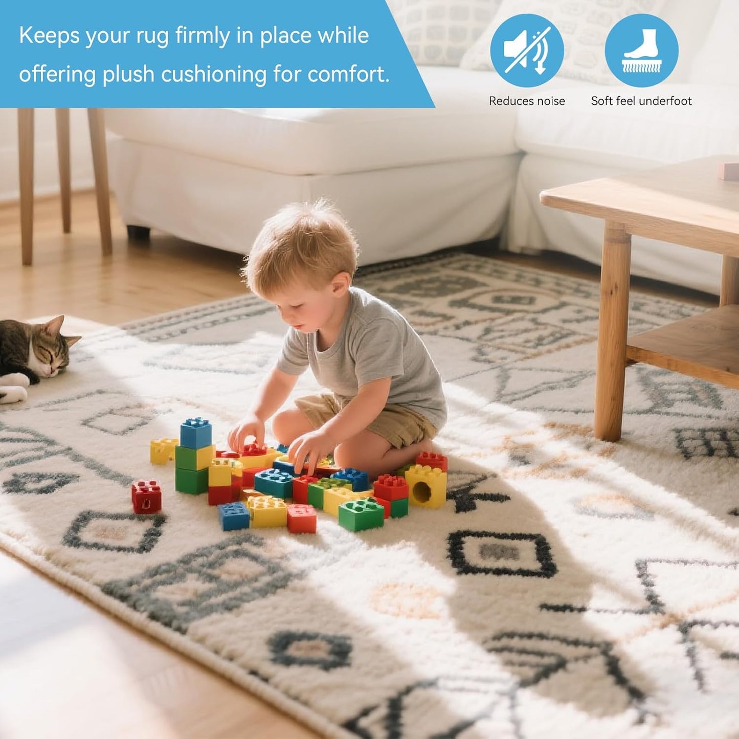 Warmstar 5x7 FT Non Slip Rug Pad,100% Waterproof Felt Rug Pad for Hardwood Floors,1/4” Thick Soft Carpet Pad with Natural Rubber Backing, Secure Grip & Floor Protection