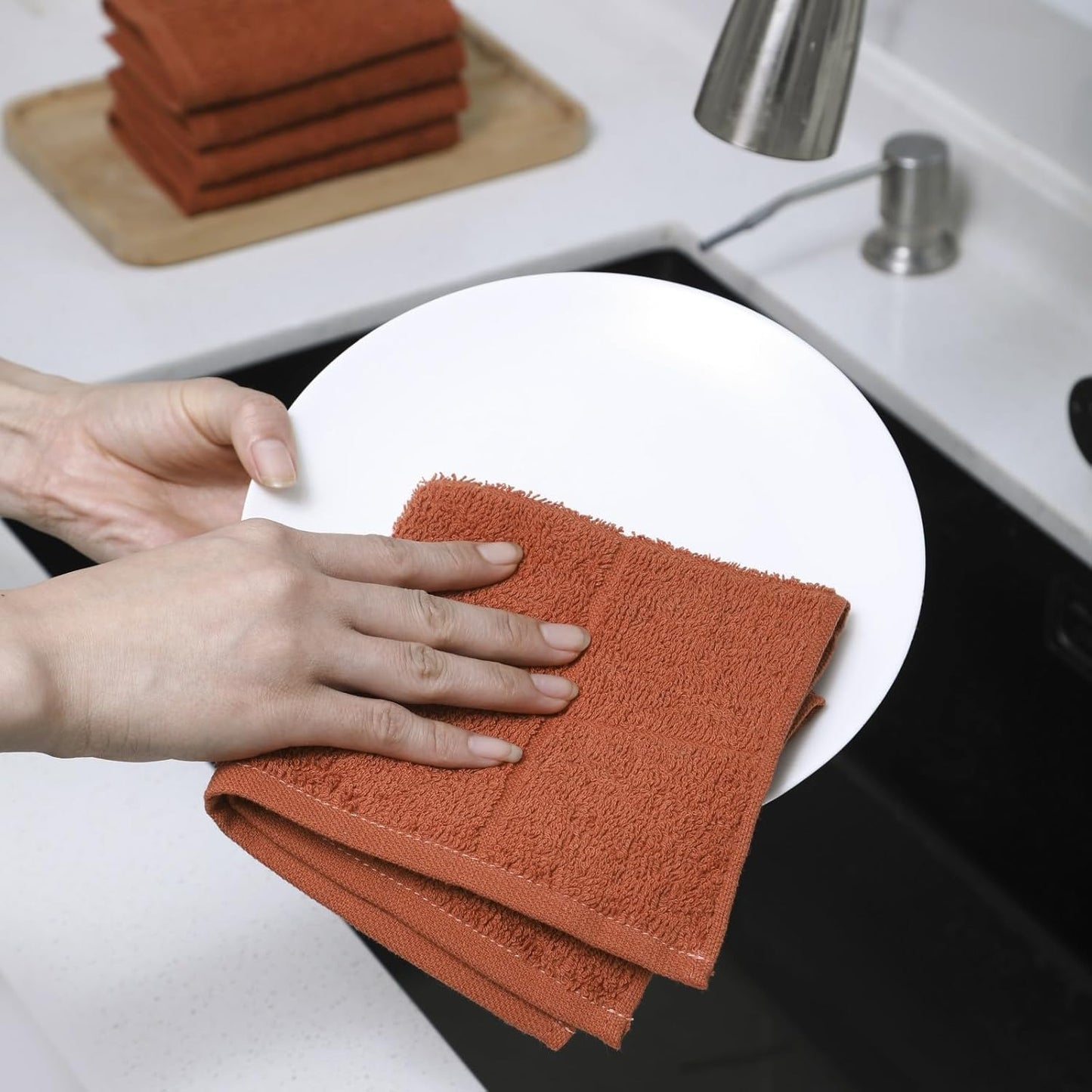 Glynniss Kitchen Dish Cloths Highly Absorbent Dish Rags 100% Cotton Wash Cloths for Washing Dishes (White, 50)