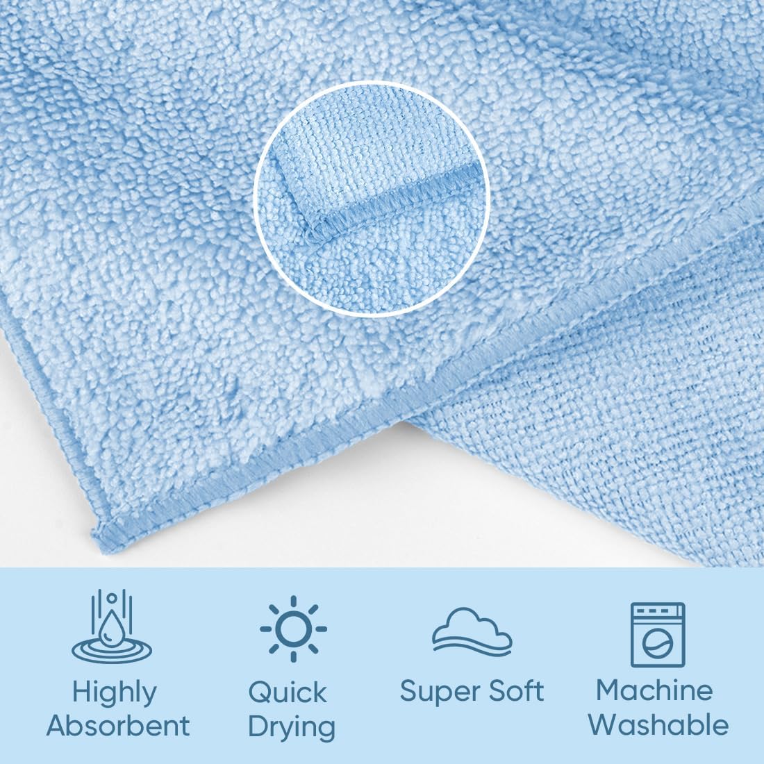 HOMEXCEL Microfiber Washcloths 24 Pack, Highly Absorbent and Soft Face Towel, Multi-Purpose Wash Cloths for Bathroom, Hotel, Spa, Gym, and Kitchen, 12x12 Inch
