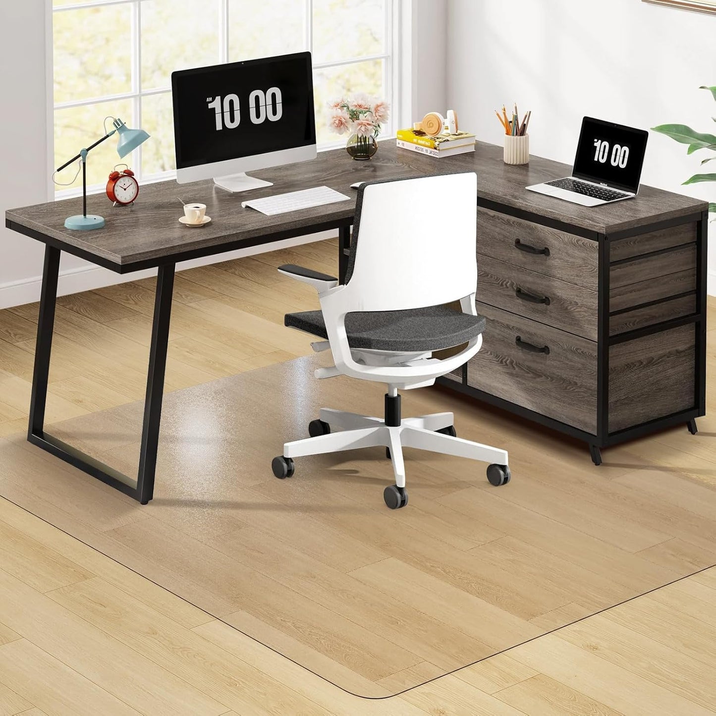 Clear Chair Mat, 60" x 50" Office Chair Mat for Hard Floors, Desk Floor Mat for Gaming, Vinyl Floor Mat for Home Office Kichen Living Room, Clear