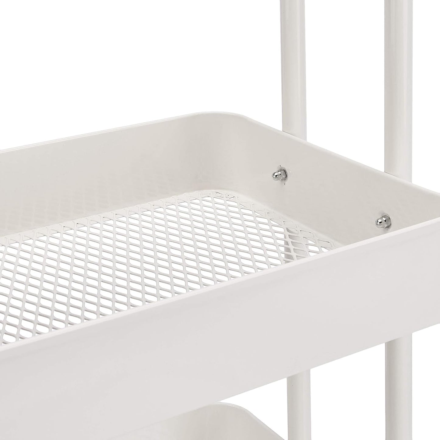 Amazon Basics 3-Tier Rolling Utility or Kitchen Cart, Lockable Wheels, Multifunctional Storage, White