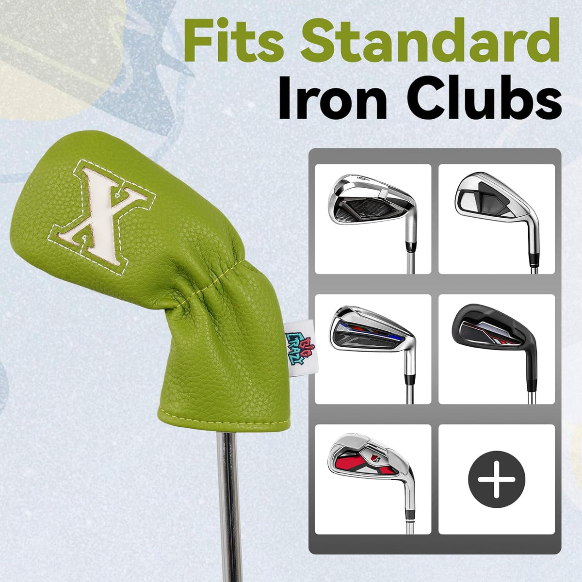 Big Crazy Golf Iron Covers, 10pcs Colorful Iron Head Covers, Long Neck and Elastic Closure for Club Protect, Golf Iron Head Covers Set for Man and Woman