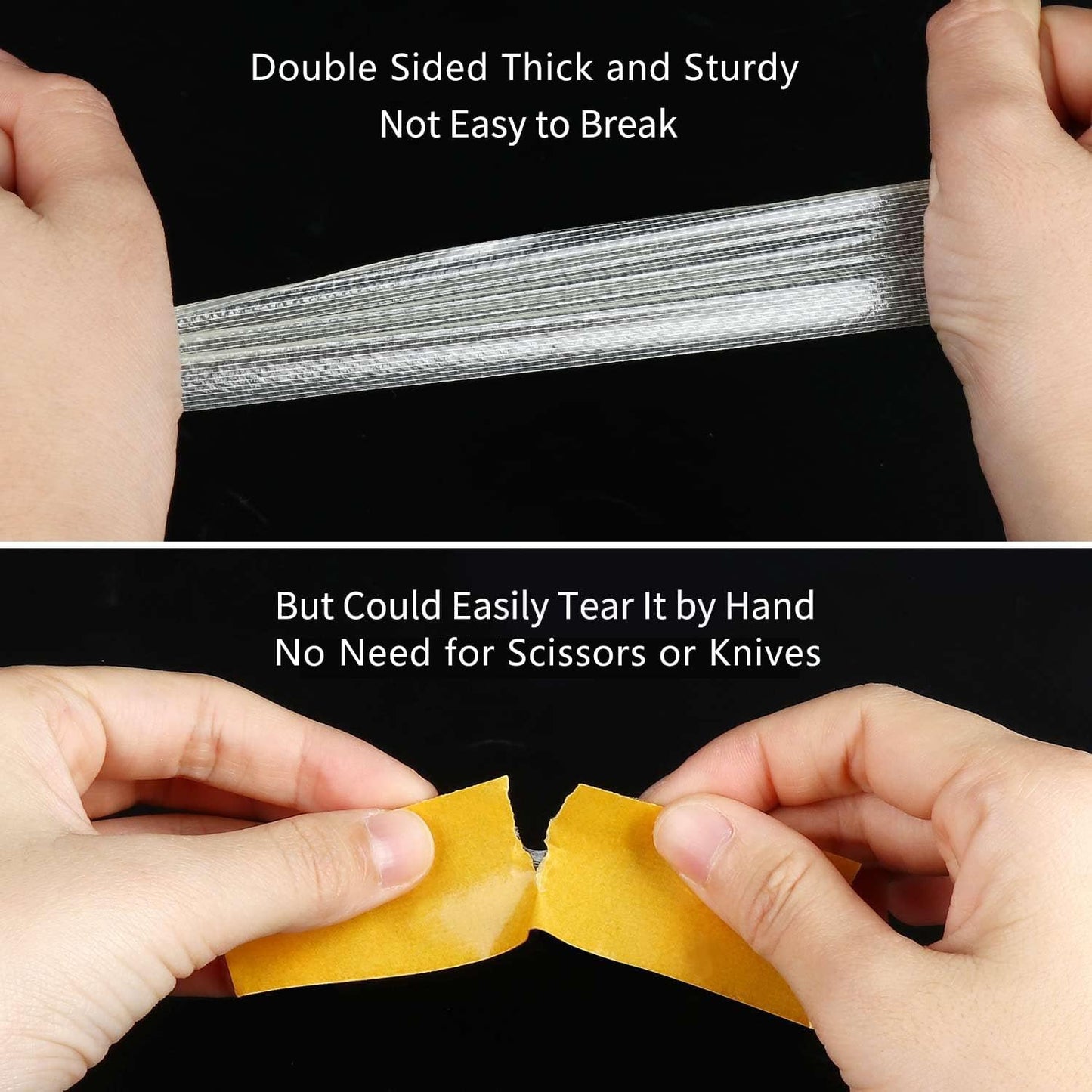 2Pack Double Sided Tape Heavy Duty, 2in x 66FT (132FT Total), Super Sticky Resistente Clear Tape, Universal High Tack Strong Wall Adhesive with Fiberglass Mesh,Easy Use Mounting Tape