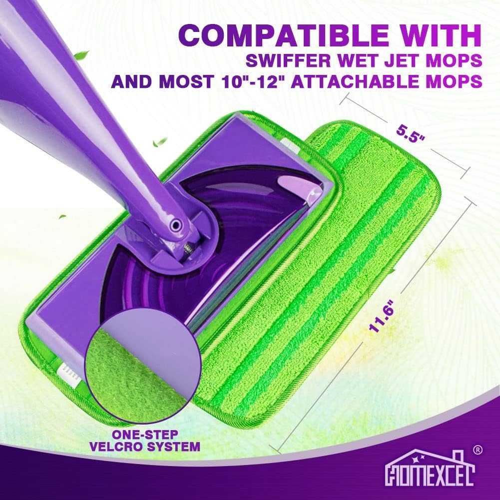 HOMEXCEL Microfiber Mop Pads Compatible with Swiffer Wet Jet, Reusable Machine Washable Swiffer WetJet Pad Refills, Mop Head Replacements for Multi Surface Wet & Dry Cleaning, Pack of 8