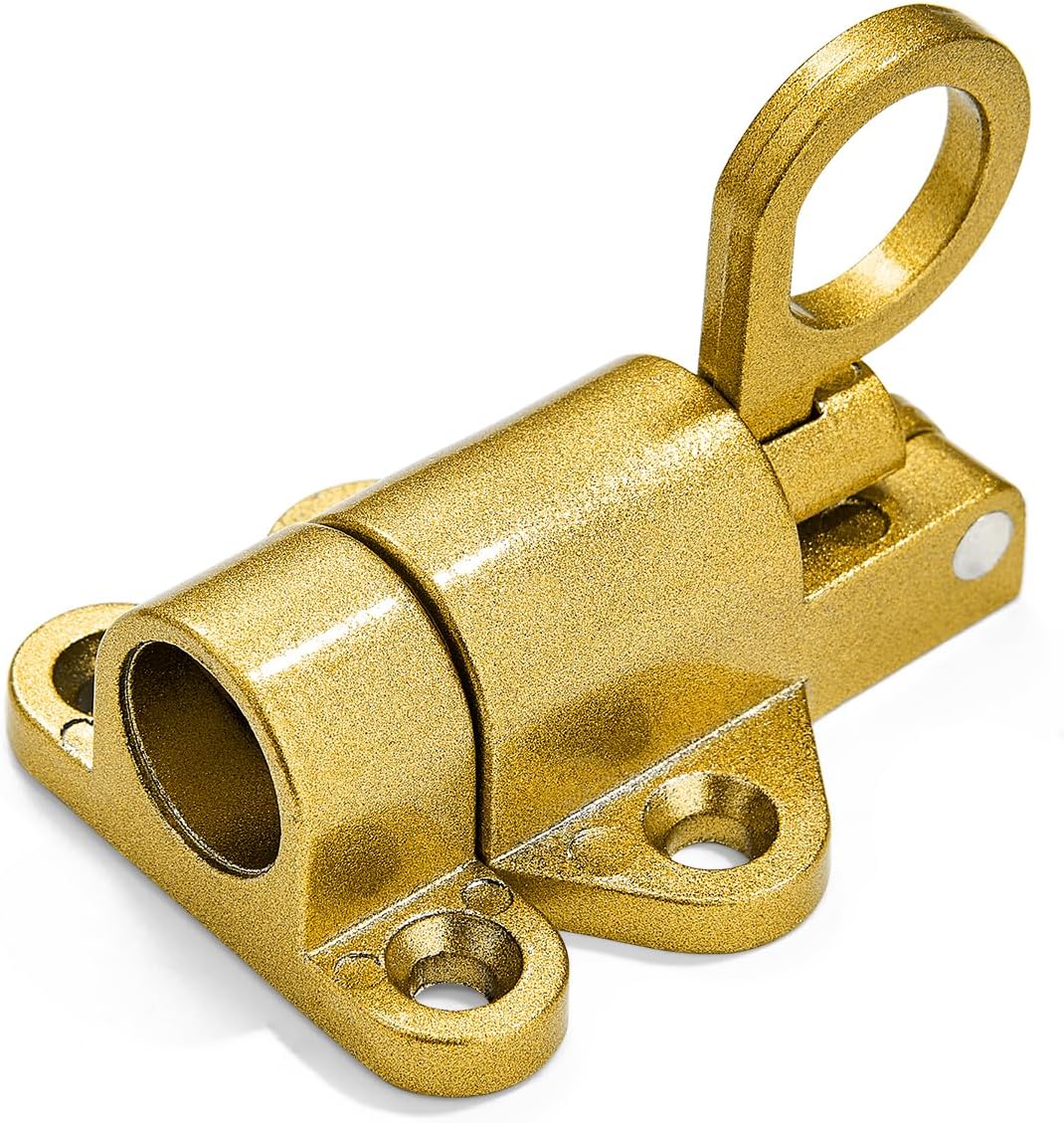3 Packs Self-Closing Latches，Gold Spring Door Lock，Resilient Bolt Latch Aluminum Alloy Safety Automatic Spring Barrel Slide Door Lock with Screws,Used for Gate,Window and Cabinet etc