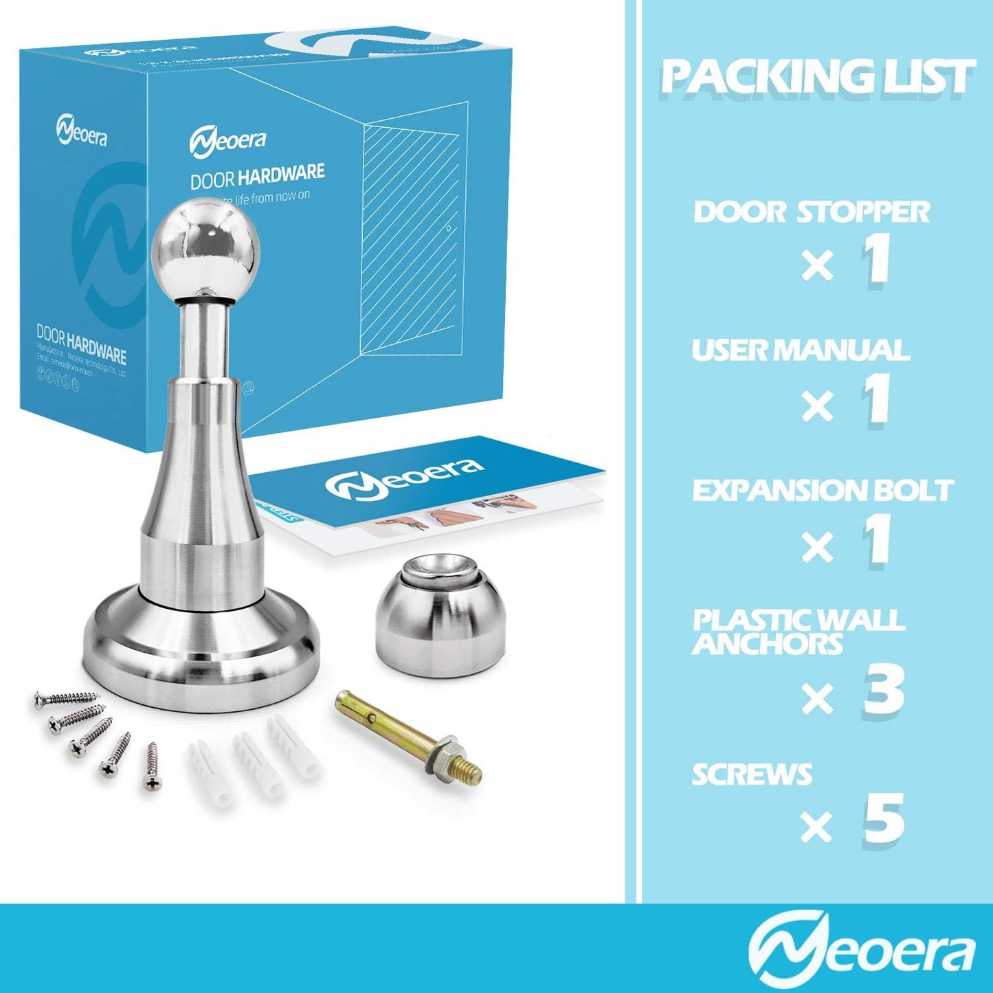 Neoera Magnetic Door Stopper, Updated Hydraulic Shock Absorbent Technology, Soft-Catch Magnetic Hold, Premium 304 Stainless Steel, Anti-Rust, Heavy Duty for Various Door Types, Wall Mount 4Pack