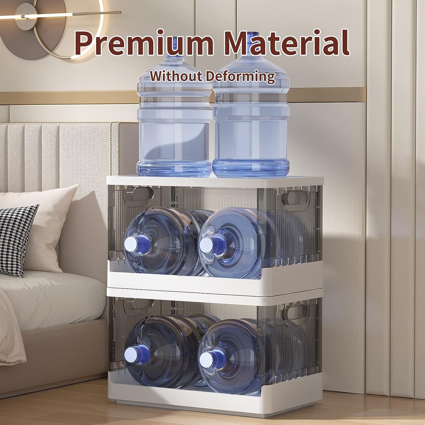 HAIXIN Storage Cabinet, 19 Gal Folding Storage Box, Stackable Cube Storage Organizer, White, 25.19 x 15.74 x 14.5 inches, 1 Pack