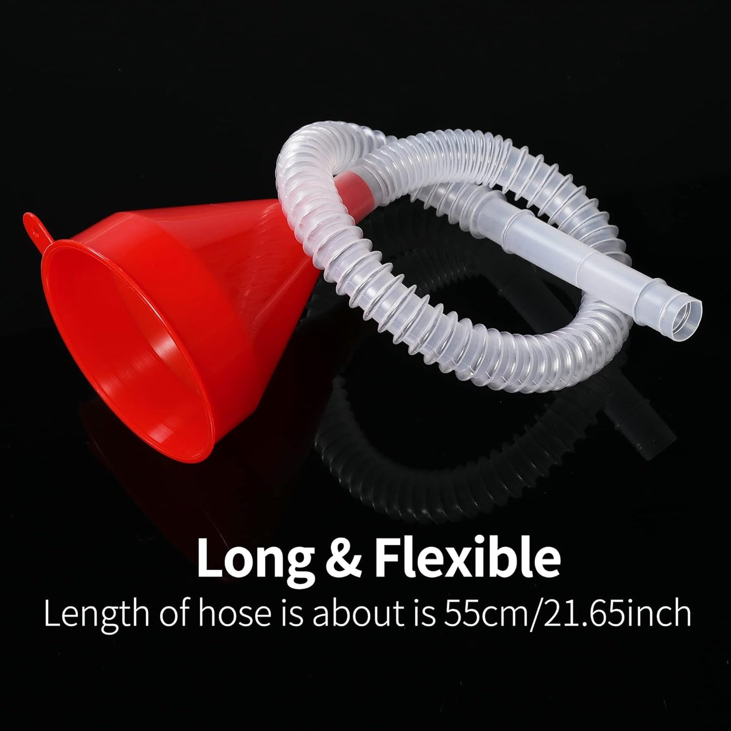 Small Flexible Fuel Funnel with Long Hose Plastic Wide Mouth Filling Funnel Car Funnel for Engine Oil Gas Fuel Gasoline Diesel Water Fluid Liquid Transmission Red Wide Diameter 3.15inch(1)