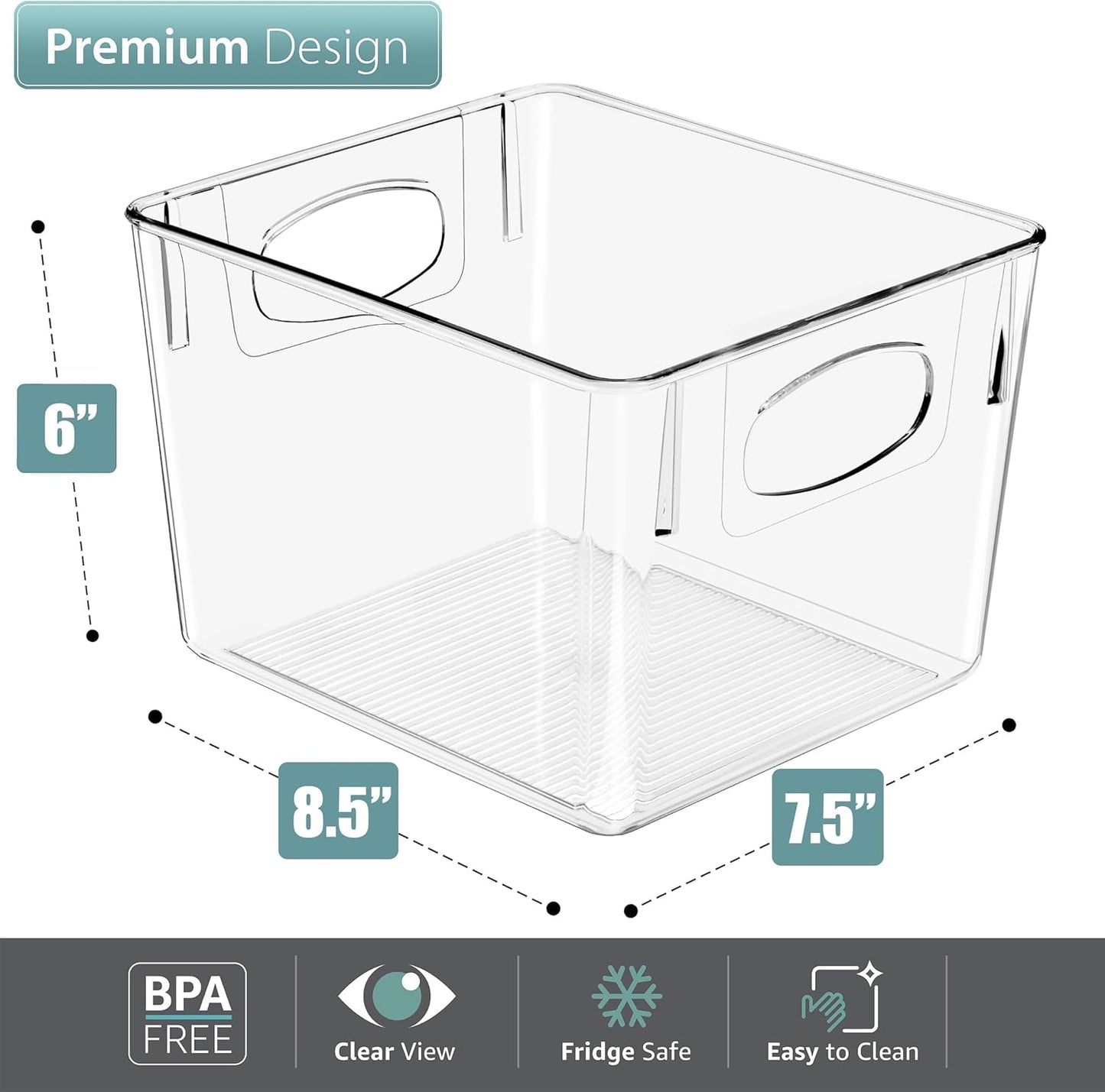 Sorbus 2 Pack Medium Clear Plastic Storage Bins, Clear Organizer Bins with Handle for Kitchen, Pantry, Cabinet, Refrigerator, Craft, Toys, Clothes, Closet, Under Sink, Bathroom Organizers and Storage