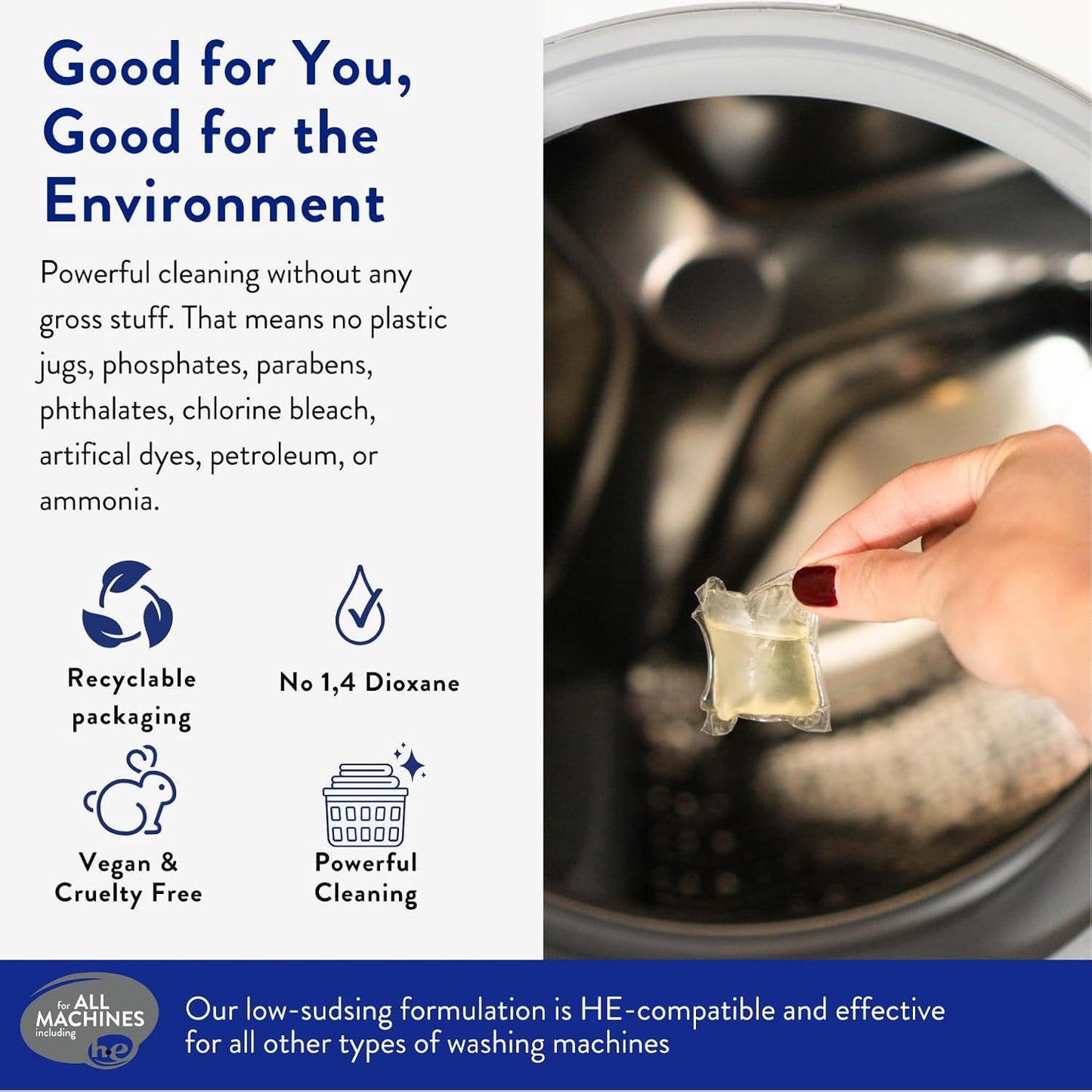 Clean People Laundry Detergent Pods - Recyclable Packaging, Hypoallergenic, Stain Fighting - Ultra Concentrated, Laundry Soap - Spring, 192 Pack