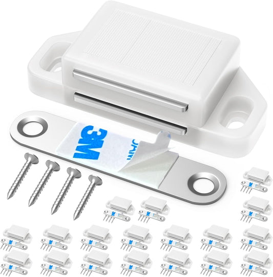 Cabinet Magnetic Catch Door Latch 30LB for Kitchen Drawer Magnets to Stay Closed Magnetic Catch Closet for Drawer（White 18 Pack）