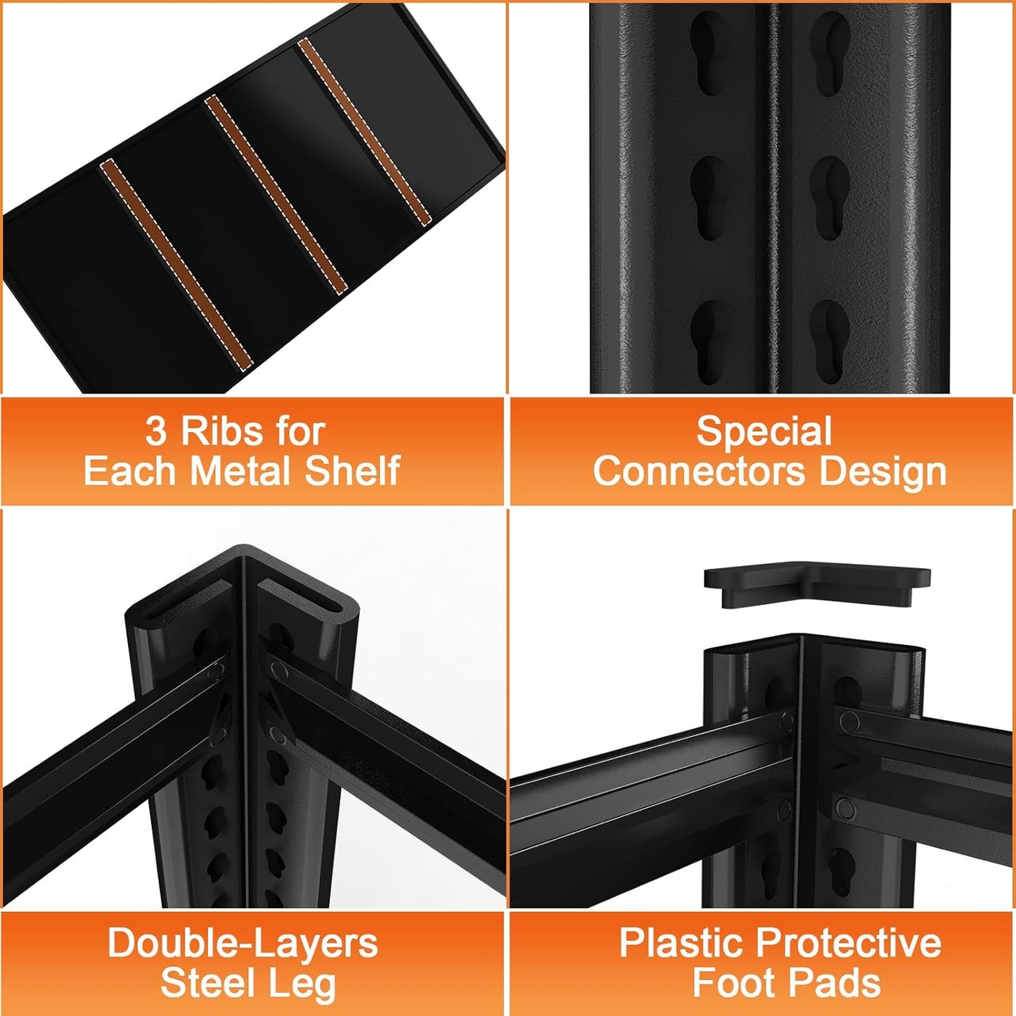 84“H Garage Shelving Heavy Duty Storage Shelves 3000 LBS Adjustable 5 Tier Metal Shelving Uints and Storage for Garage, Warehouse, Commercial, 48" W x 24" D x 84" H
