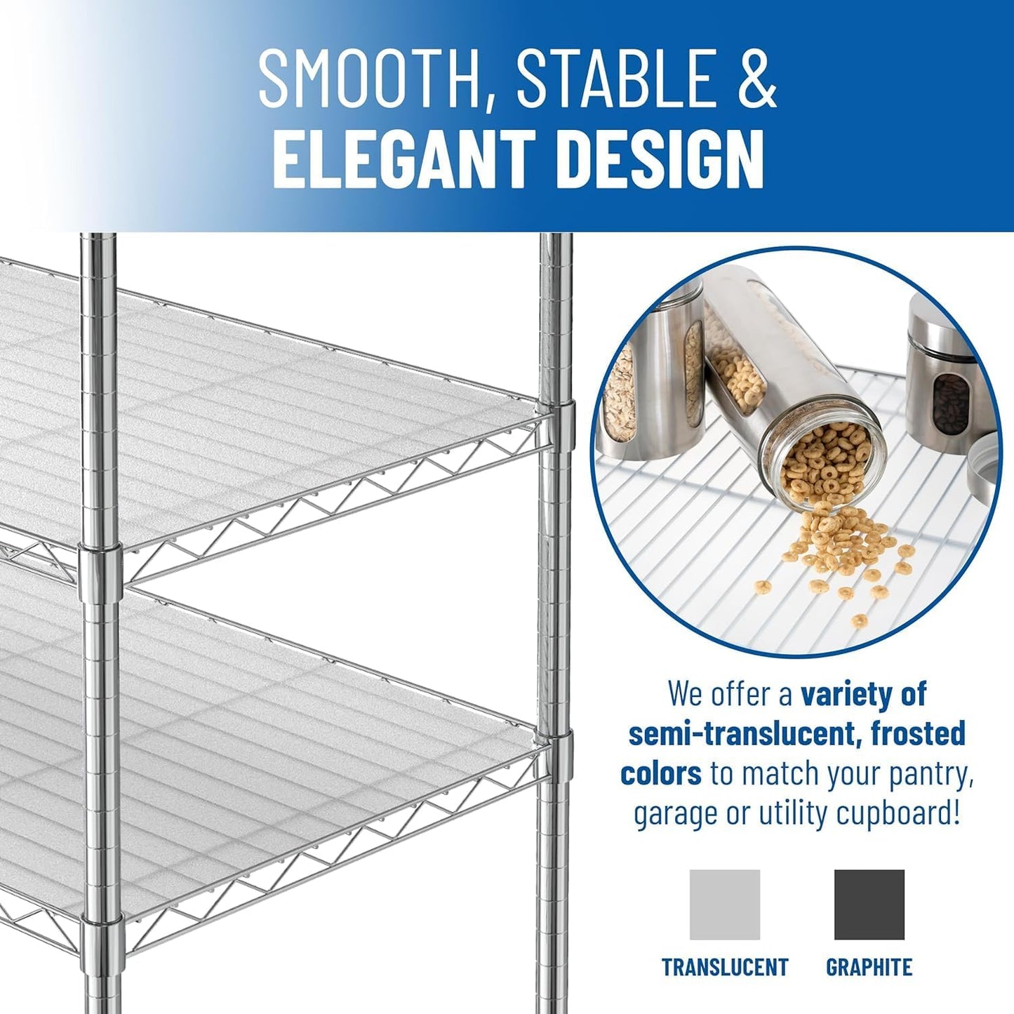 Shelf Liners for Wire Shelf System: Set of 5 in Clear: 12 x 22 inch: Plastic Wire Shelving Shelf Mats