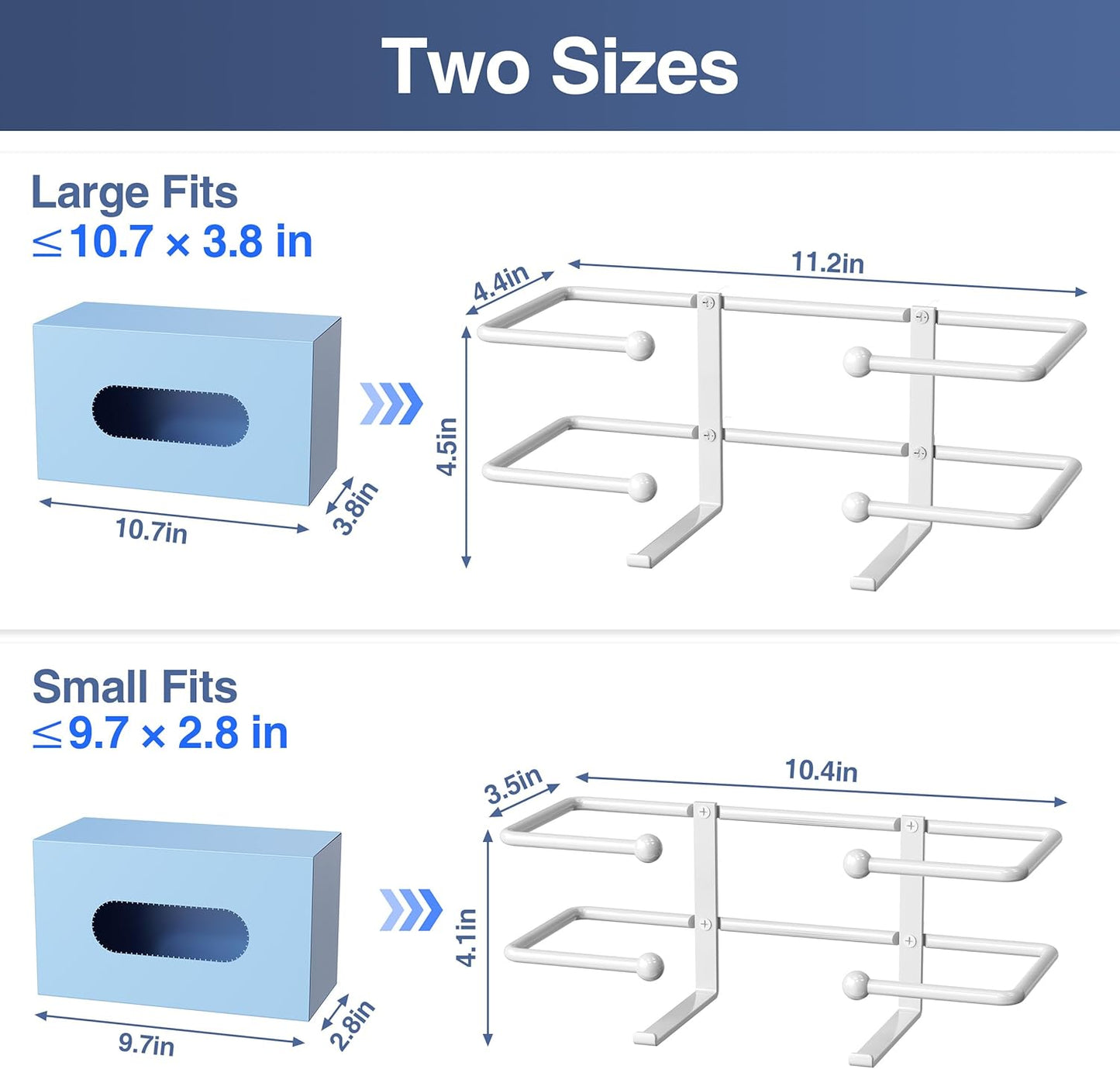 Glove Box Dispenser Wall Mount: White Holder Organizer for Disposable Glove & Tissue Box - Organizer on Wall in Lab, Kitchen, Bathroom, Garage