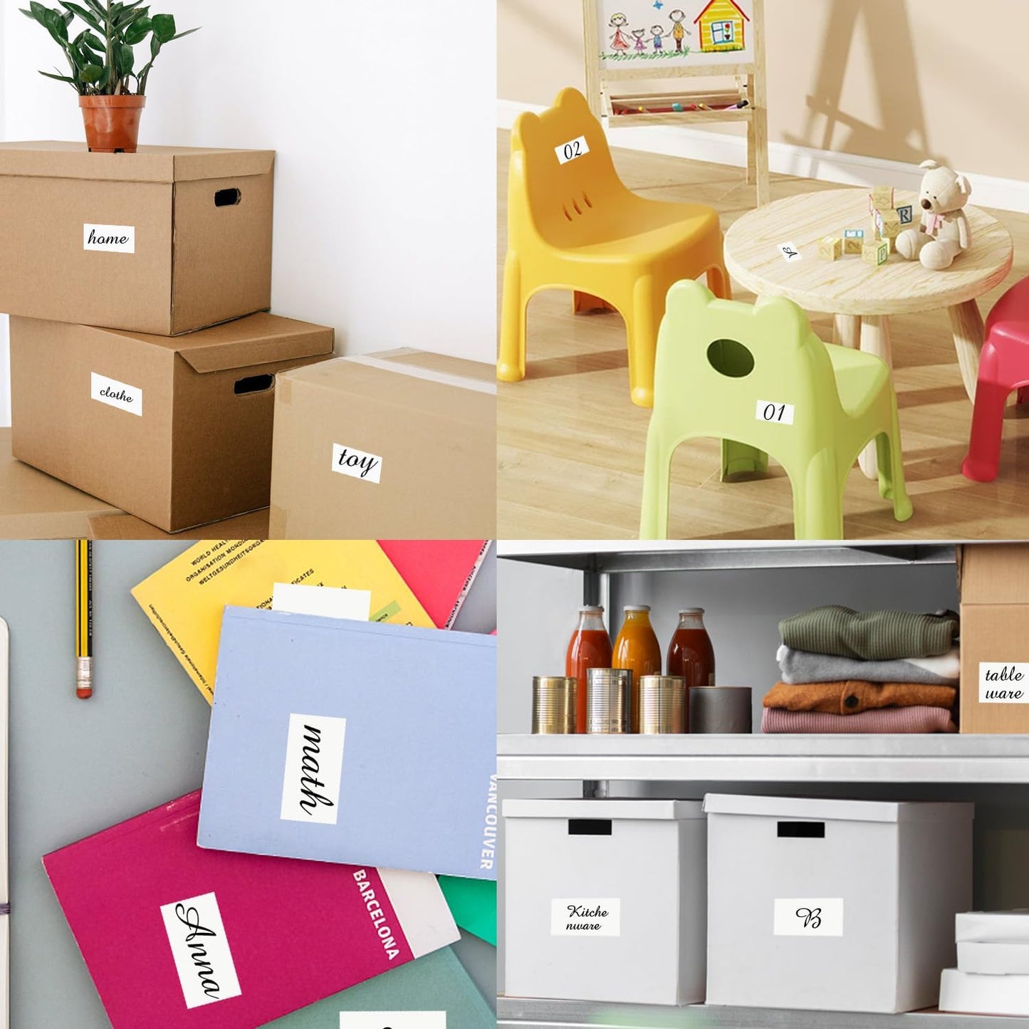 STARLIBOO Colored Labels Stickers 3 x 2 Inch, Removable Rectangle Moving Labels Stickers, 250Pcs Garage Sale Price Stickers, Adhesive Moving Labels for Boxes White