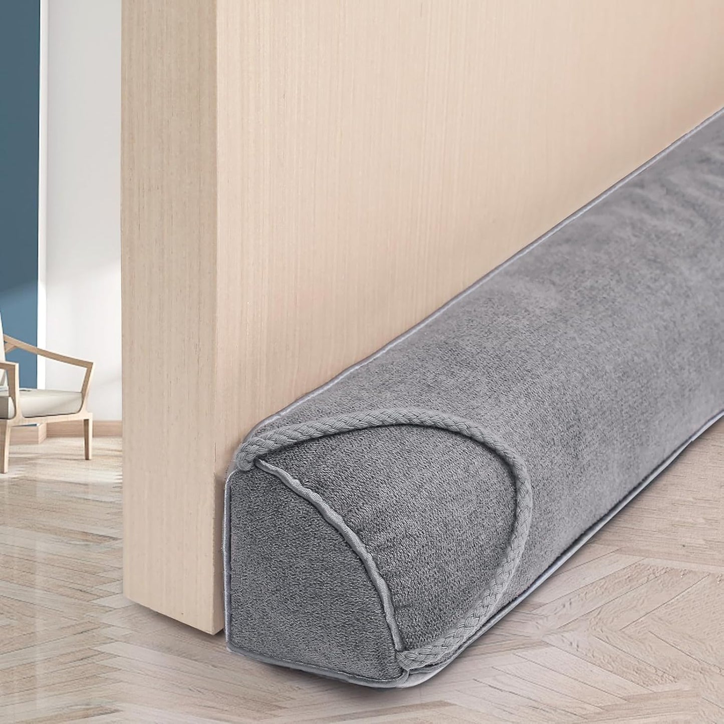 Triangular Under Door Draft Stopper 28 inch Heavy Duty Door Draft Blocker Bottom Door Seal Noise Air Door Guard for Doors and Windows, Gray