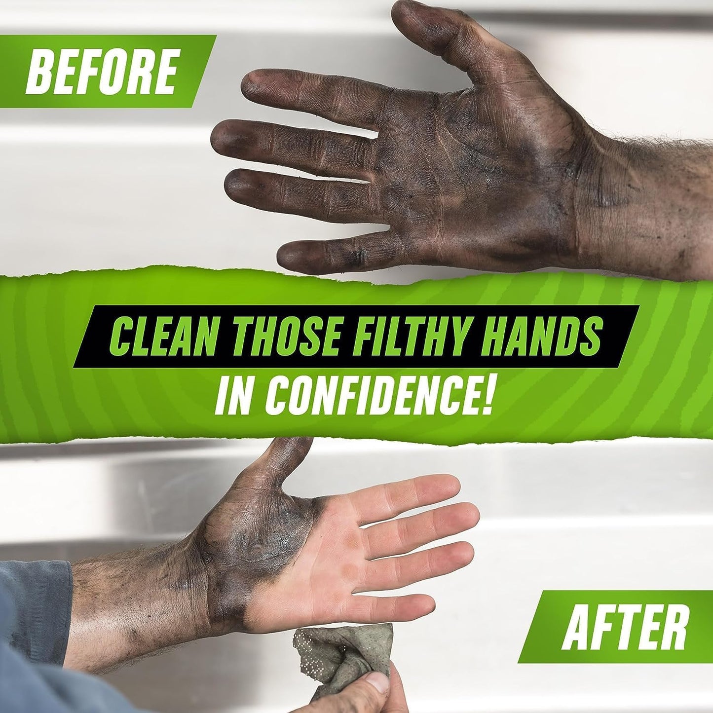 Grip Clean Heavy Duty Hand & Tool Cleaning Wipes – Waterless Hand Cleaner for Mechanics, Garage & Shop Use – Dual-Sided Grease, Oil & Paint Remover Wipes with Citrus Scent - 30ct