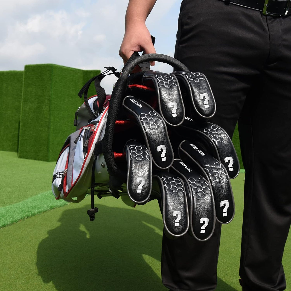 mytag 8PCS Golf Hybrid Iron Covers Set, Knit Hybrid Head Covers, Fits Cobra T Rail, Cleveland Launcher, Wilson Launch Pad, Tour Edge Hot Launch - Customizable