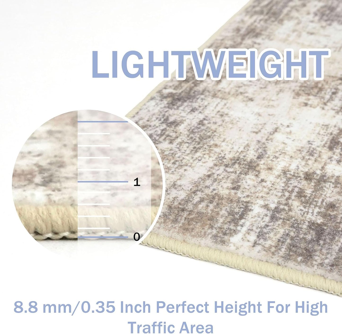 IOHOUZE Abstract Runner Rug 2x8 Ft Washable Runners for Hallways, Non Slip Kitchen Runner Printed Faux Wool Entryway Runner Indoor, Modern Abstract Floor Carpet for Hall Kitchen Bedroom, Beige Brown