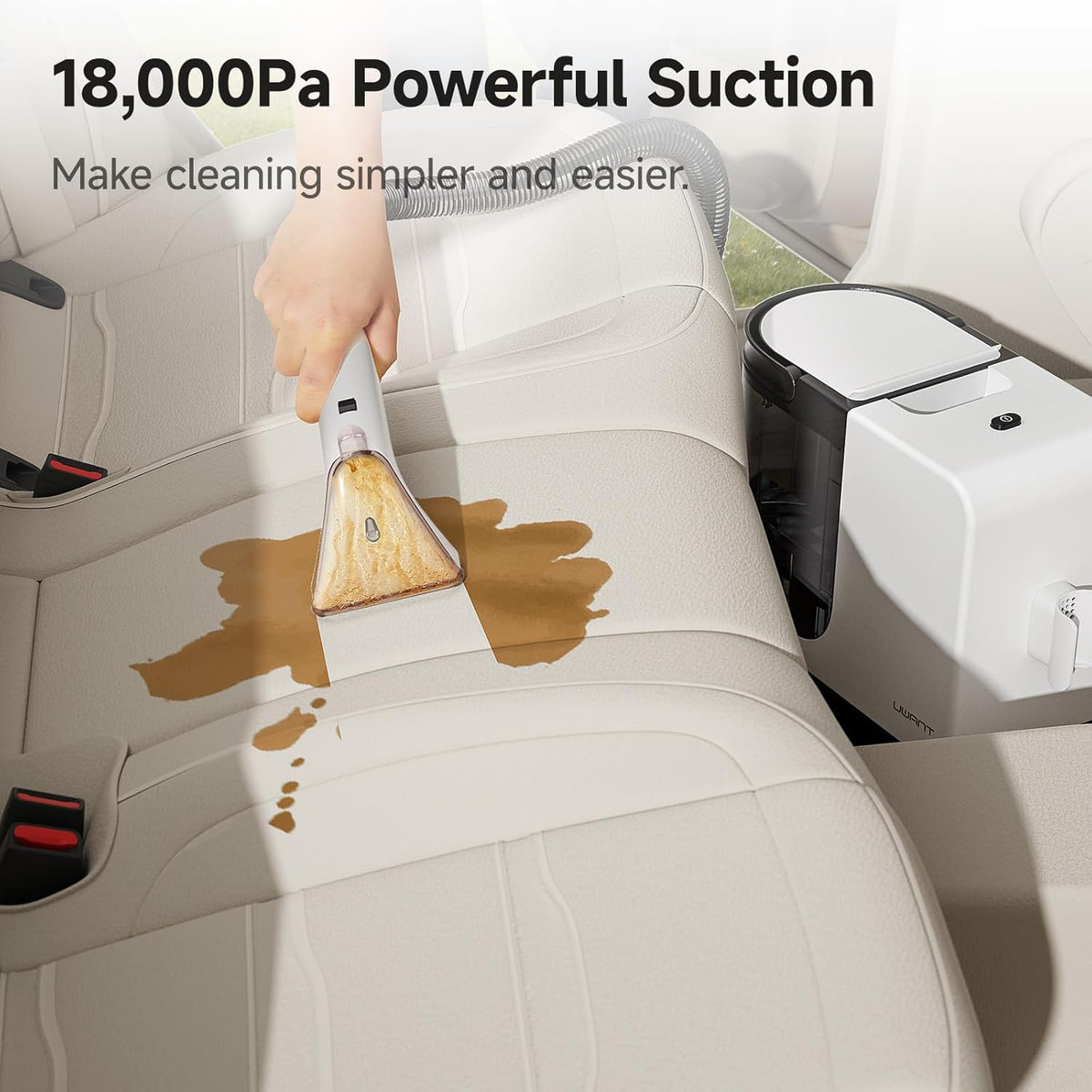 uwant Portable Carpet Cleaner with Steam& Hot Water System 18Kpa Powerful Suction Carpet Cleaner with 4 Cleaning Tools& Solution 2 in 1 Upholstery Cleaner Steam Cleaner for Pets, Car (Small 18Kpa)