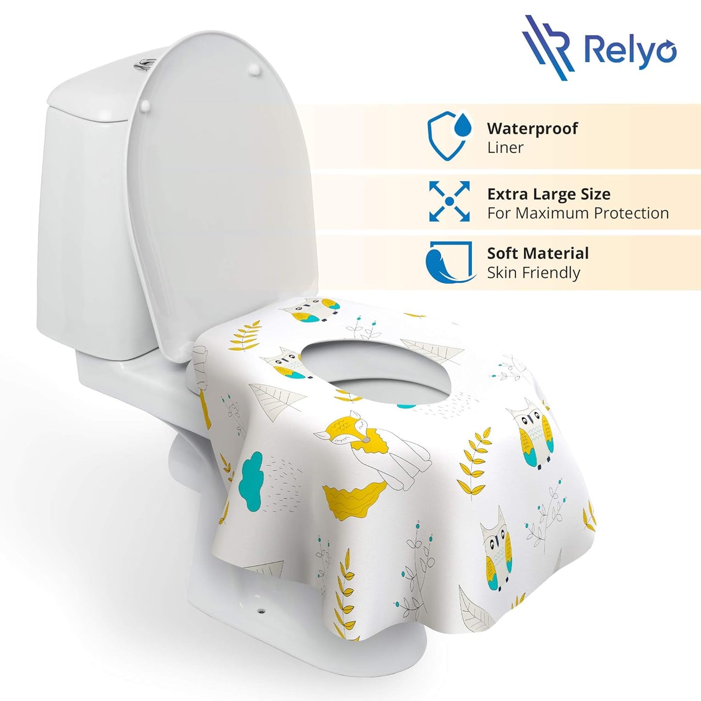 Toilet Seat Covers Disposable - 20 Pack - Waterproof, Ideal for Kids and Adults – Extra Large, Individually Wrapped for Travel, Toddlers Potty Training Public Restrooms (Owls, 20)