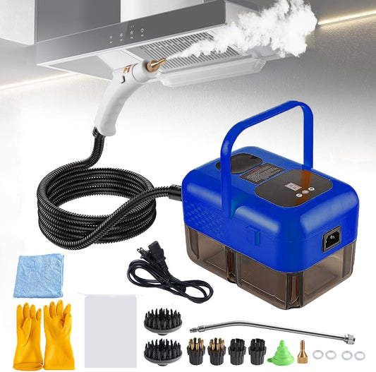 Handheld Steam Cleaner for Home, 2500W High Pressure Steamer for Cleaning, 9-Level Multipurpose Steam Cleaner for Car Floor Upholstery Kitchen Bathroom Grout Tile, 14 Accessories Included (Dark Blue)
