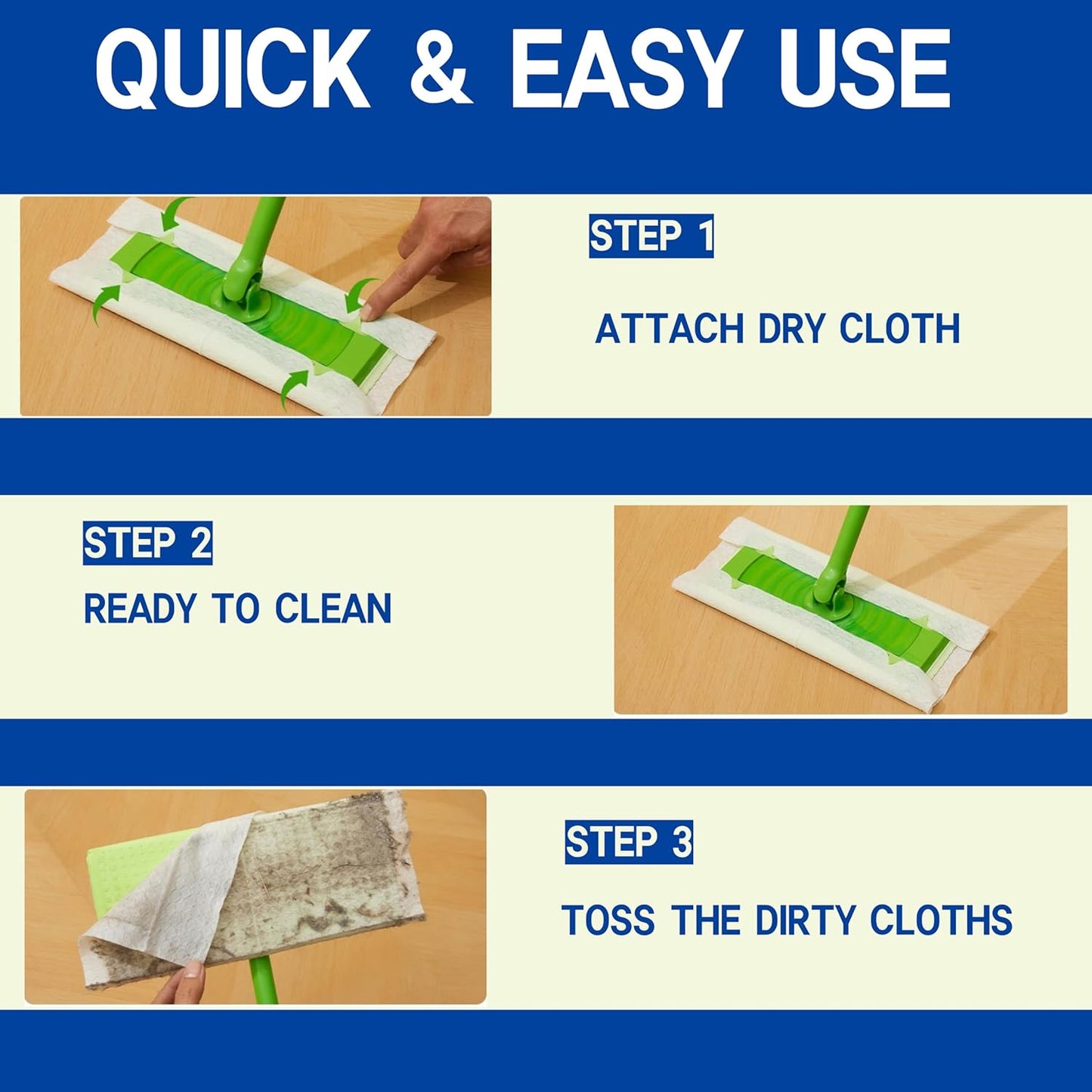 Dry Sweeping Cloths Disposable Mop Refills Floor Dust Mop Pad, Floor Cloth Refills for Swiffer Standard Sweeper, Pack of 240