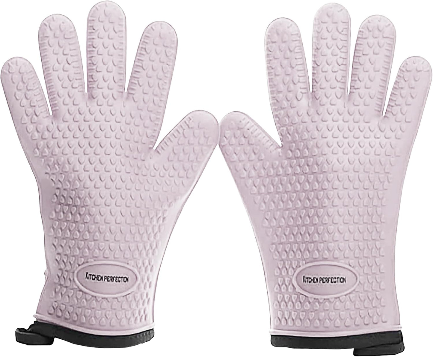 KITCHEN PERFECTION Silicone Smoker Oven Gloves for Women -Extreme Heat Resistant BBQ Gloves -Handle Hot Food Right on Your Smoker Grill Fryer|Waterproof Oven Mitts Grill |Superior Set+3 Bonuses