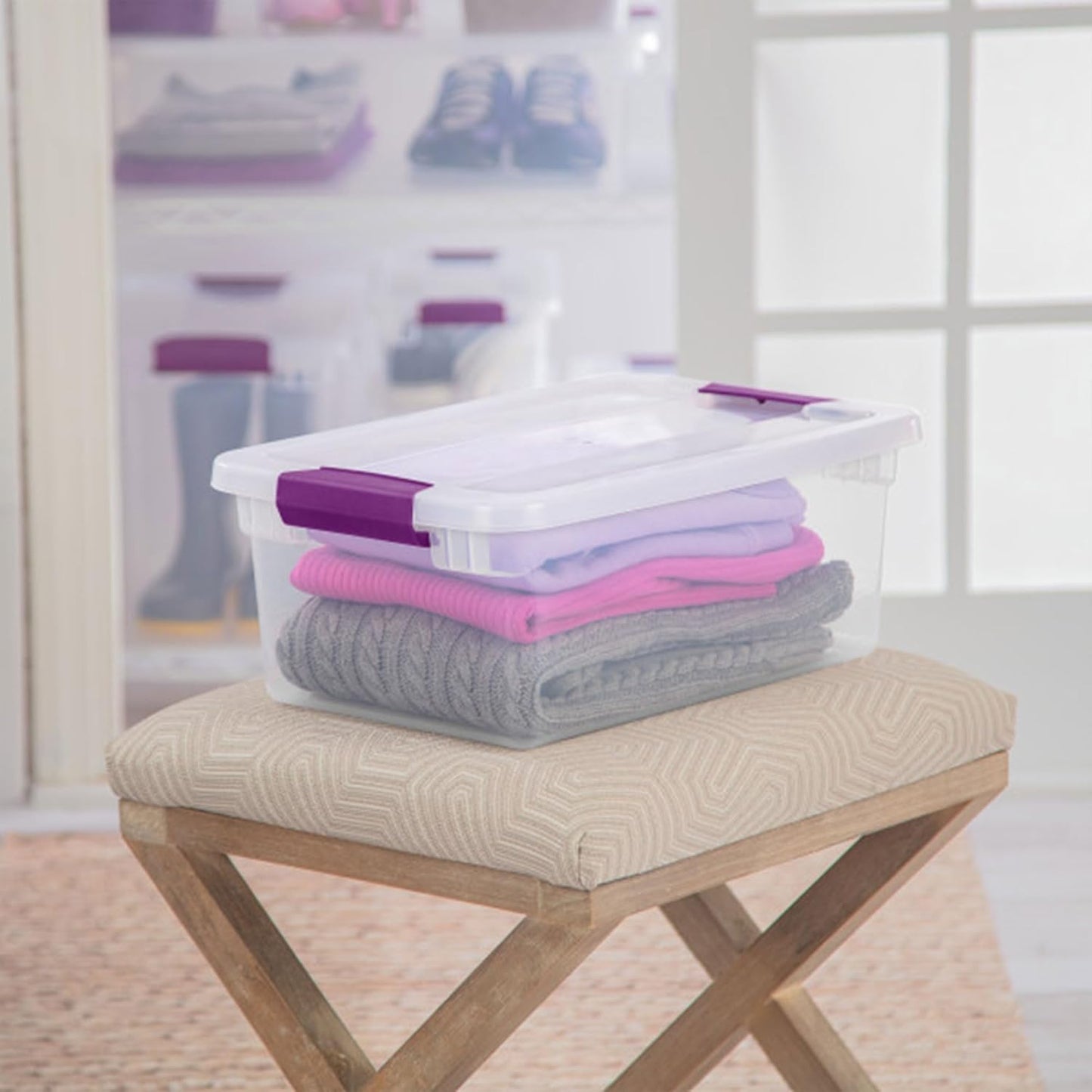 Sterilite 48-Pack 15 Quart ClearView Latch Box, Stackable Organizer Bins with Latching Lids - Clear Plastic Organization Containers for Closet, Bedroom, Shelving Units and Everyday Home Storage