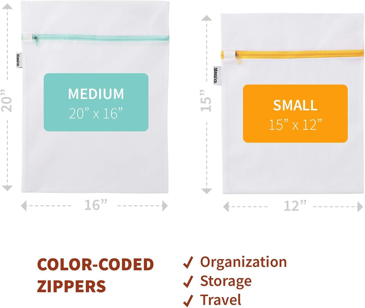 Mesh Laundry Bag for Delicates, Wash Bag for Underwear and Lingerie, Makeup Organizer Bag (3 Medium, 3 Small)