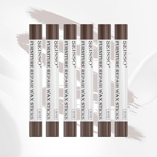 SEISSO Furniture Repair Crayon, 6 Pcs - Wood Filler Sticks, Scratch Repair Wax, Furniture Marking Repair - Scratch, Hole, Table, Wood Floor, Guitar, Covering, Instrument Fill Sticks-Tint Nut-Brown