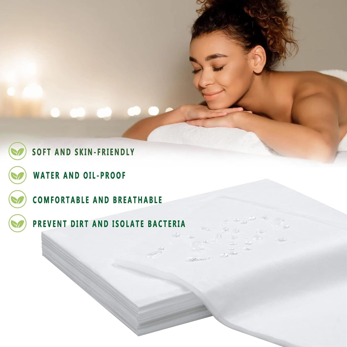 Disposable Bed Sheets 200 Pcs 31" x 71" Massage Table Sheets Non Woven Fabric SPA Bed Cover Breathable for Massage Beauty Tattoos(White)
