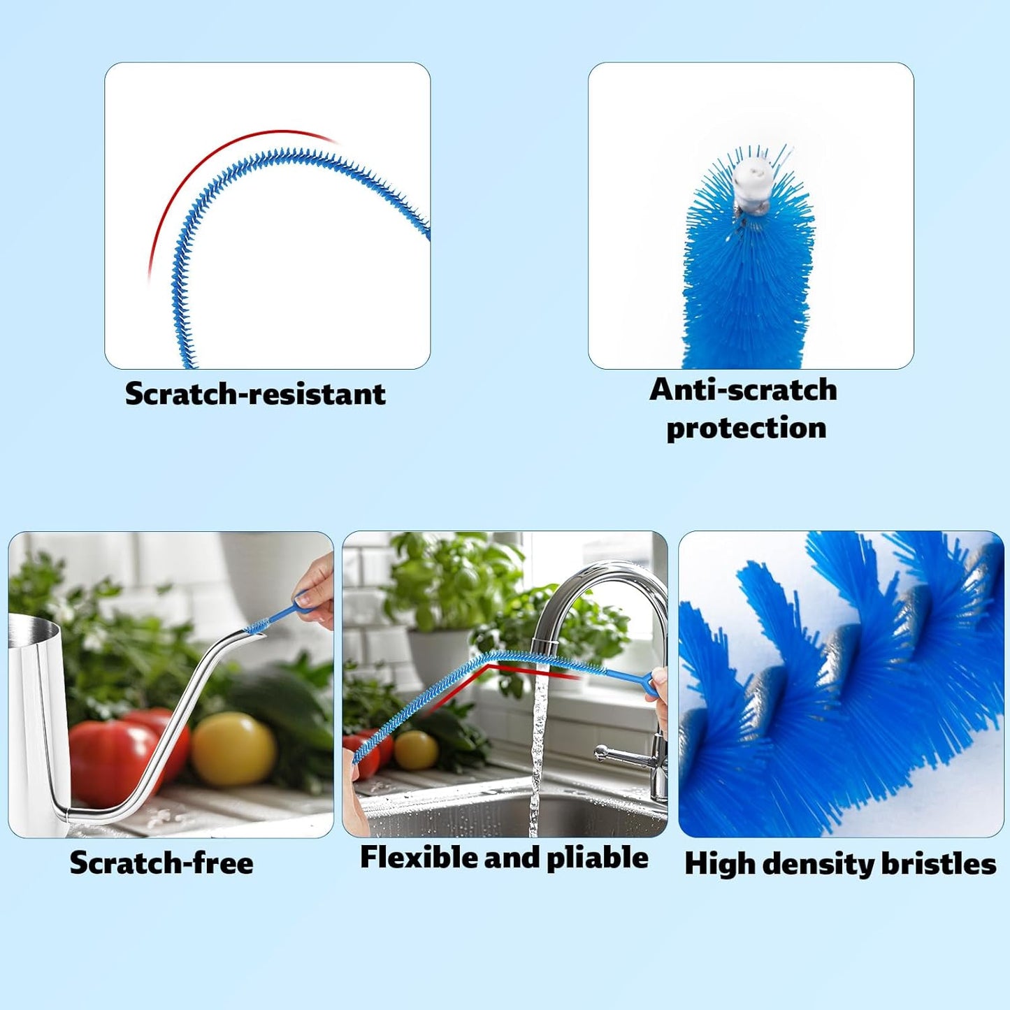4pcs Straw Cleaner Brushes for Stanley, 12.4in Extra Long Full Bristles Replacement Coverage Reusable Straw Brush Cleaning Accessories for Water Bottles Glass Pipe Sippy Cup(0.31in+0.39in+0.47in)