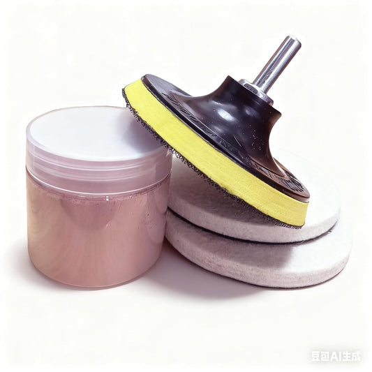 Cerium Oxide Powder,Cerium Oxide Glass Polishing Kit,Felt Polishing Wheel Set for Windscreen and Glass Repair,Glass Polishing Kit Multifunctional Scratch Remover Car Polish Pad