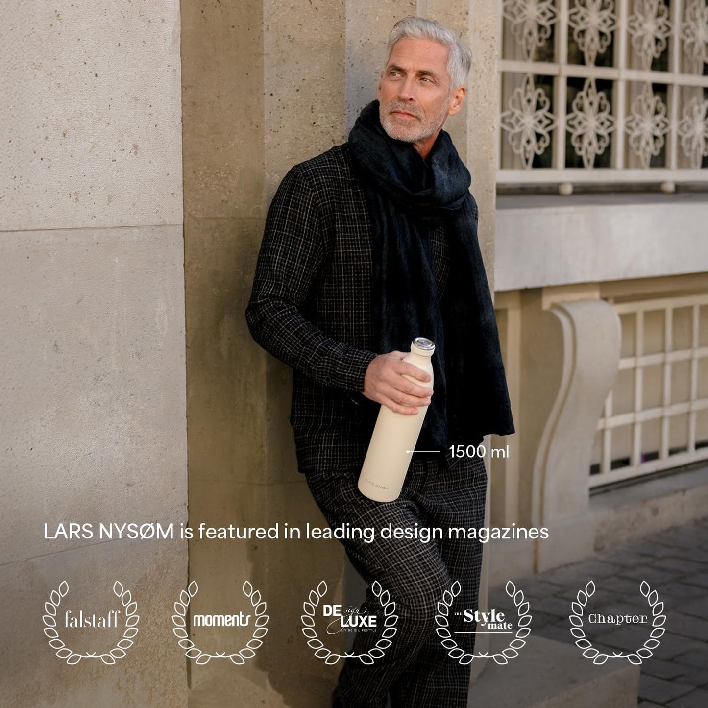 LARS NYSØM Stainless Steel Insulated Water Bottle 12oz 17oz 25oz 34oz 51oz | Insulated Thermo Flask for Hot and Cold Beverages | Leakproof Drinking Bottle (Sky Blue, 25.4 oz)