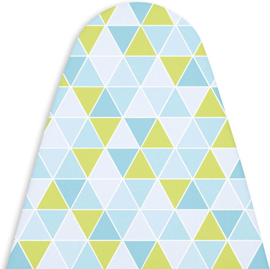 Encasa XO Ironing Board Cover and Pad - Thick 4mm Felt, Heat & Scorch-Resistant, Fits Medium Boards 42"x14", Elastic Bungee Cord Tightening, Easy Fit, Stain-Safe Dye, Triangles Aqua