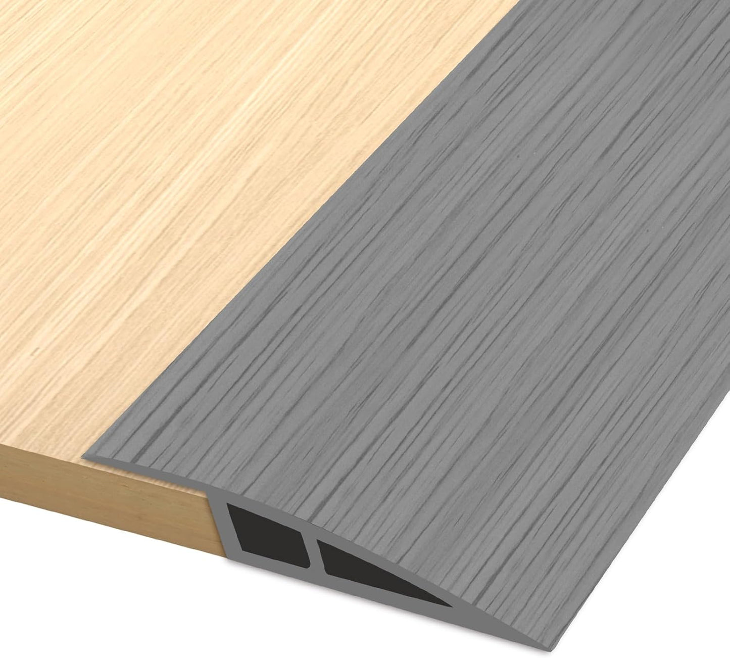 Vinyl Door Threshold Flooring Transition Strip Self Adhesive Carpet Edging Strip for Laminate Doorway Edge Threshold from 3/5" to 4/5" (Light Gray Wood Grain, 3.3 Ft)