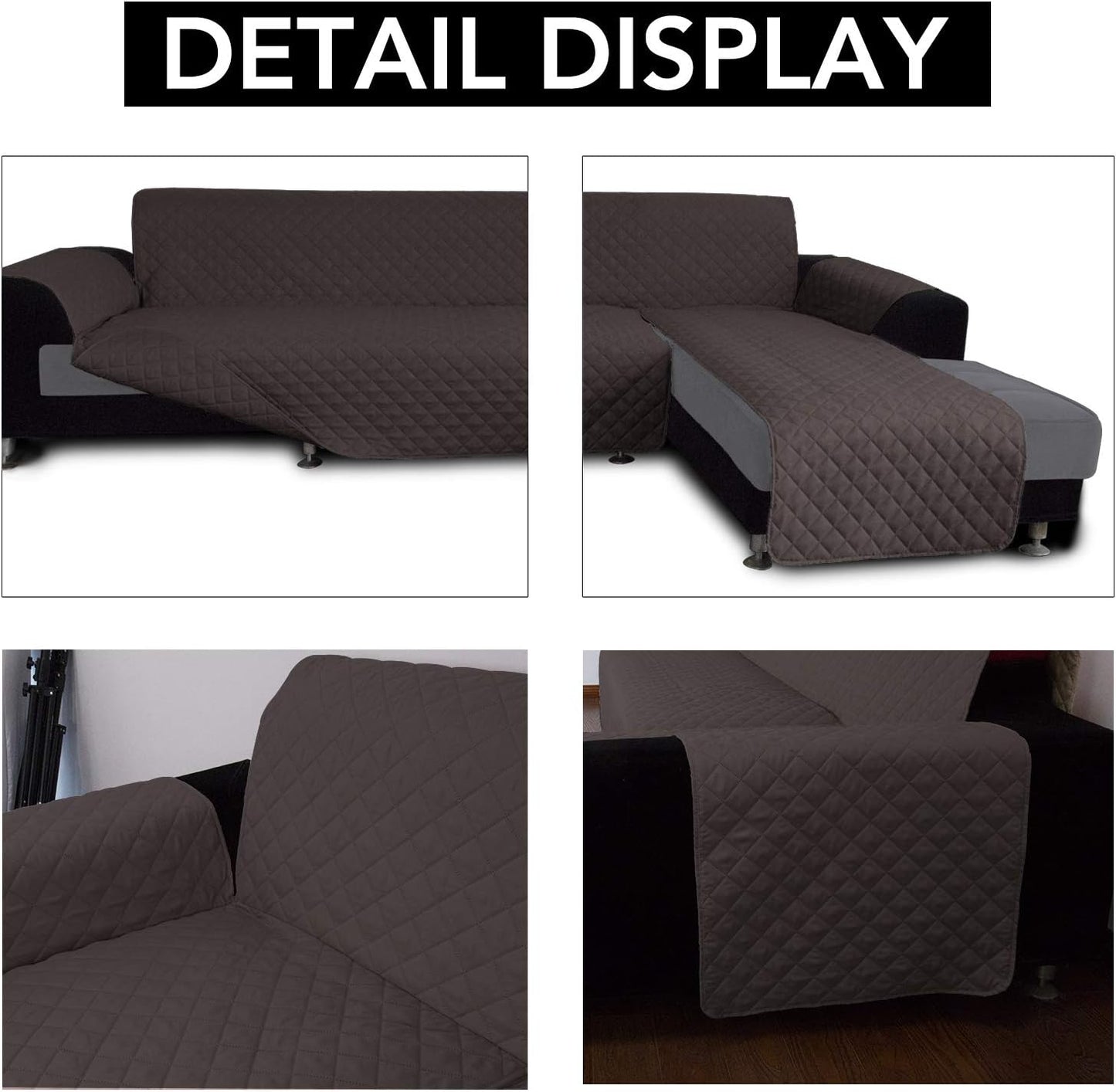 Easy-Going L Shape Sofa Slipcover - Reversible Sofa Cover for Pets & Furniture Protection (Large, Chocolate/Chocolate)