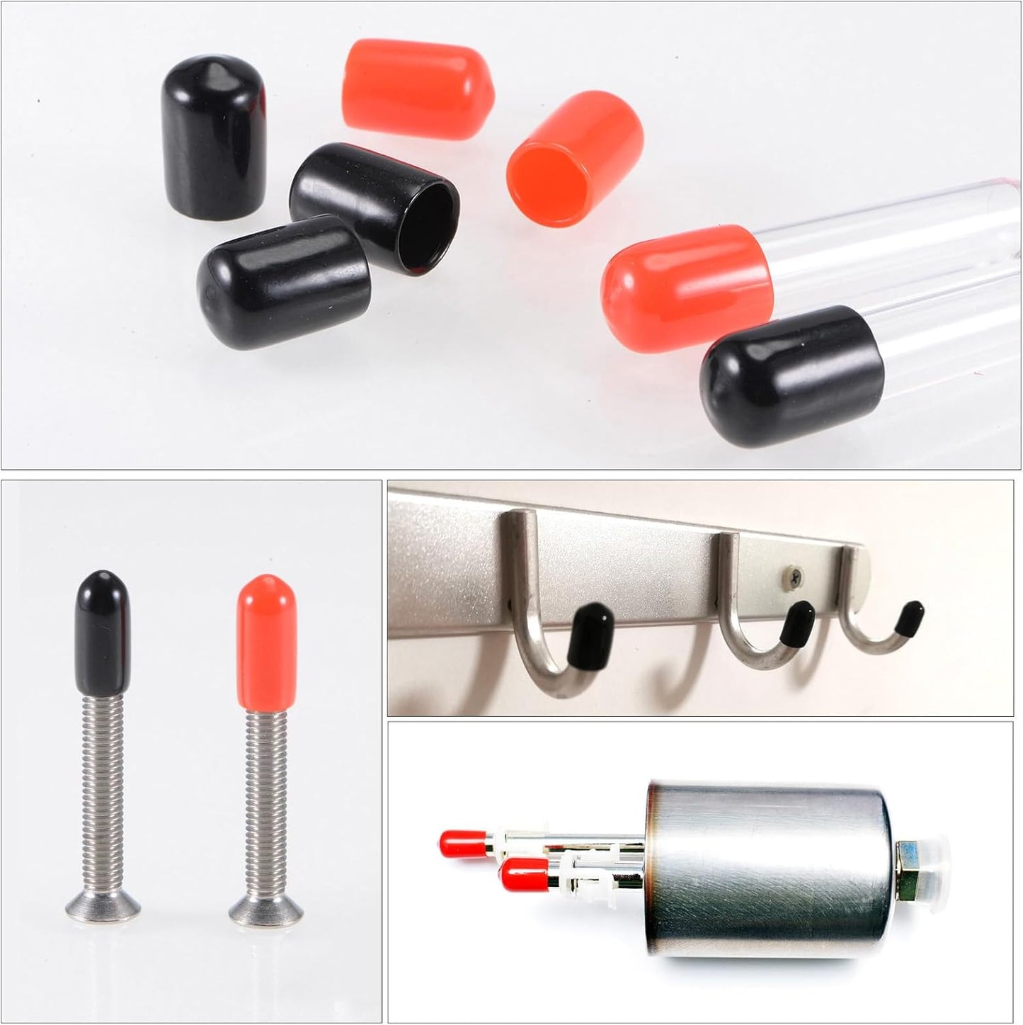uxcell 20pcs Rubber End Caps 1.3mm ID Vinyl Round Tube Bolt Cap Cover Thread Protectors Red