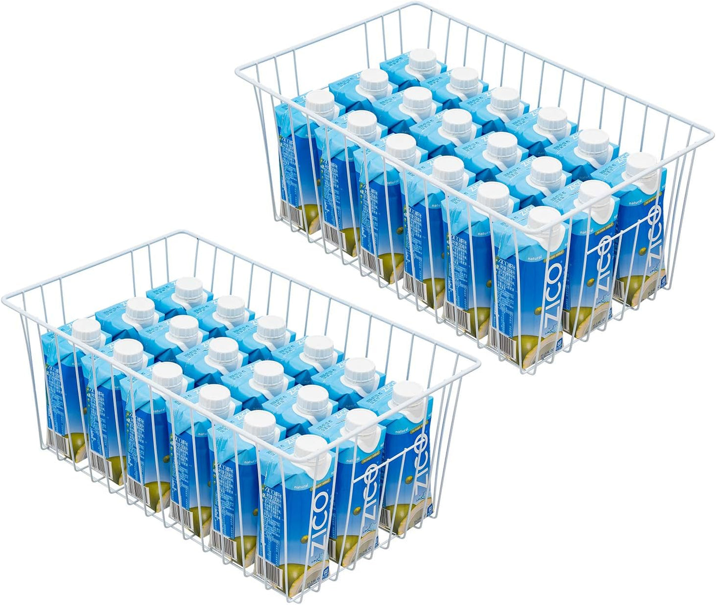 16inch Freezer Wire Storage Organizer Baskets, Household Refrigerator Bins with Built-in Handles for Cabinet, Pantry, Closet