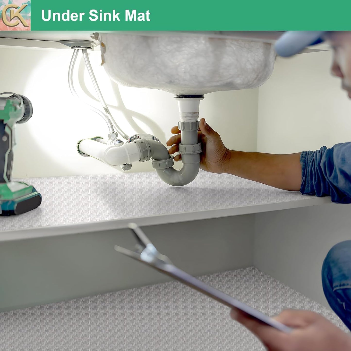 Self-Adhesive Shelf Liner Kitchen Liner, Waterproof Backed Paper Easy Peel and Stick Contact Liner Without Residue for Decor Your Desk Surface, Kitchen Countertops (White, 11.8 x 118.1 inches)